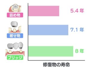 修復物の寿命を表したグラフ